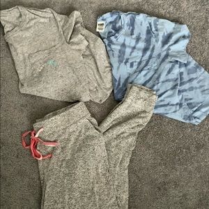VS Pink tee and jogger lot